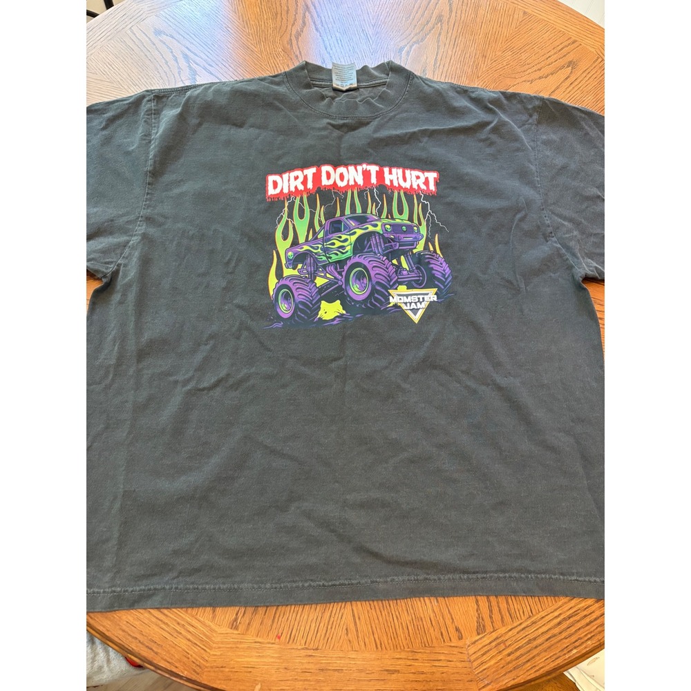 Burnt Toast Shaka Wear Monster Jam Dirt Dont Hurt T-Shirt XL Gray Drop Shoulder